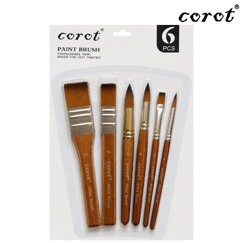 Corot Paint Brush’s 6 Pcs Of Mix Paint Brushes Length Approx.14 cm For Large & Small Areas (KLNLHB0119)